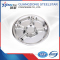 Guangdong factory stainless steel round 3 and 5compartments plates tray with polishing surface